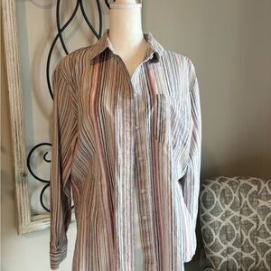 Jones New York Multicolor Striped Button Down Shirt